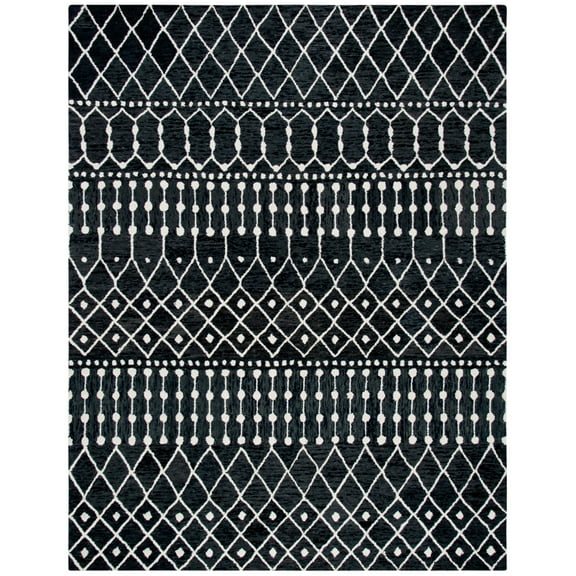 SAFAVIEH Blossom Aspen Geometric Wool Area Rug, Black/Ivory, 9' x 12'
