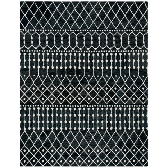 SAFAVIEH Blossom Aspen Geometric Wool Area Rug, Black/Ivory, 9' x 12'
