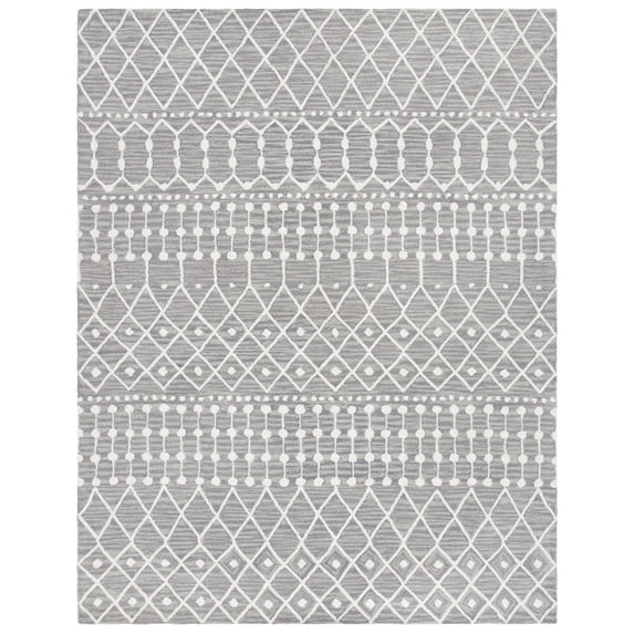SAFAVIEH Blossom Aspen Geometric Wool Area Rug, Grey/Ivory, 11' x 15'