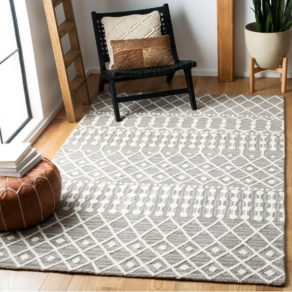 SAFAVIEH Blossom Aspen Geometric Wool Area Rug, Grey/Ivory, 4' x 6'