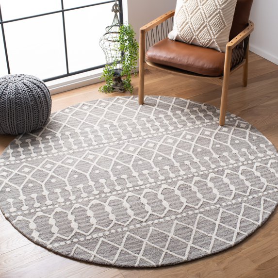 Safavieh Blossom Aspen Geometric Wool Area Rug, Gray/Ivory, 6' x 6' Round