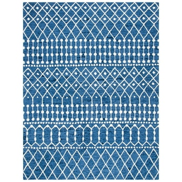 SAFAVIEH Blossom Aspen Geometric Wool Area Rug, Navy/Ivory, 10' x 14'