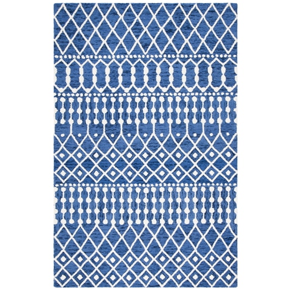 SAFAVIEH Blossom Aspen Geometric Wool Area Rug, Navy/Ivory, 5' x 8'