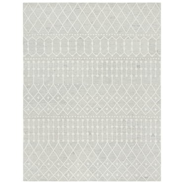 SAFAVIEH Blossom Aspen Geometric Wool Area Rug, Silver/Ivory, 6' x 9'