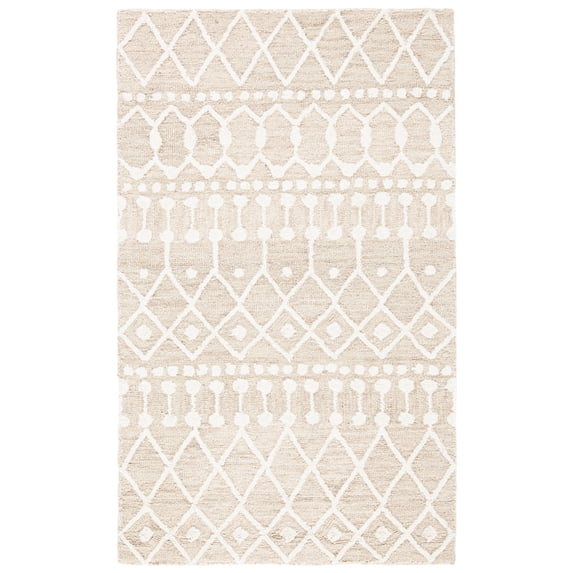 SAFAVIEH Blossom Aspen Geometric Wool Runner Rug, Beige/Ivory, 2'3" x 5'