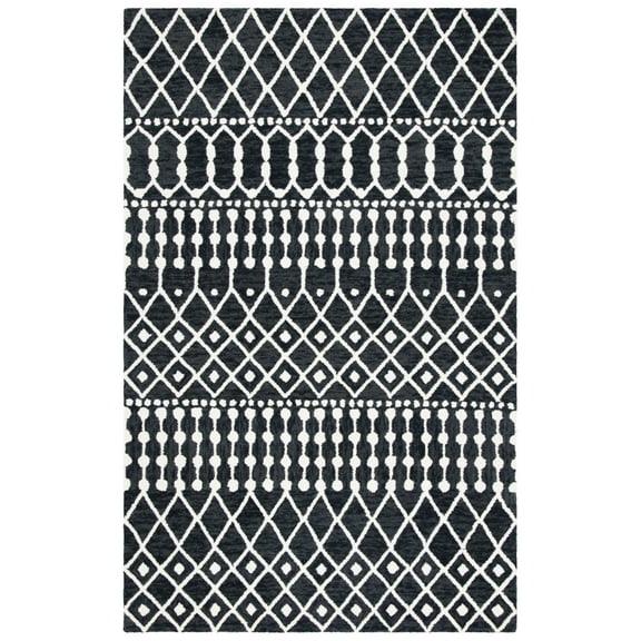 SAFAVIEH Blossom Aspen Geometric Wool Runner Rug, Black/Ivory, 2'3" x 8'
