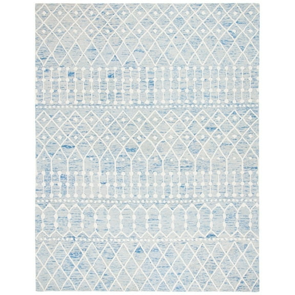 SAFAVIEH Blossom Aspen Geometric Wool Runner Rug, Blue/Ivory, 2'3" x 12'