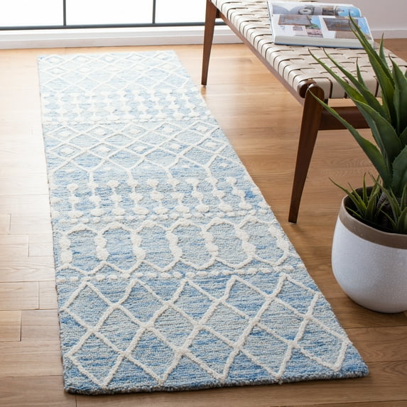 Safavieh Blossom Aspen Geometric Wool Runner Rug, Blue/Ivory, 2'3" x 12'