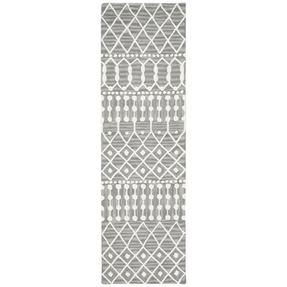 SAFAVIEH Blossom Aspen Geometric Wool Runner Rug, Grey/Ivory, 2'3" x 9'