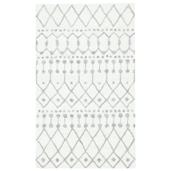 SAFAVIEH Blossom Aspen Geometric Wool Runner Rug, Ivory/Grey, 2'3" x 7'