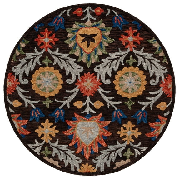SAFAVIEH Blossom Auran Floral Area Rug, Brown/Orange, 6' x 6' Round