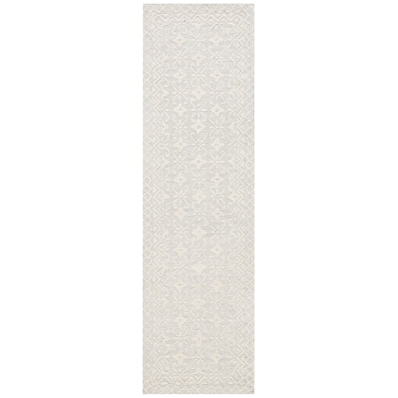 SAFAVIEH Blossom Azura Floral Bordered Runner Rug, Grey/Ivory, 2'3" x 16'