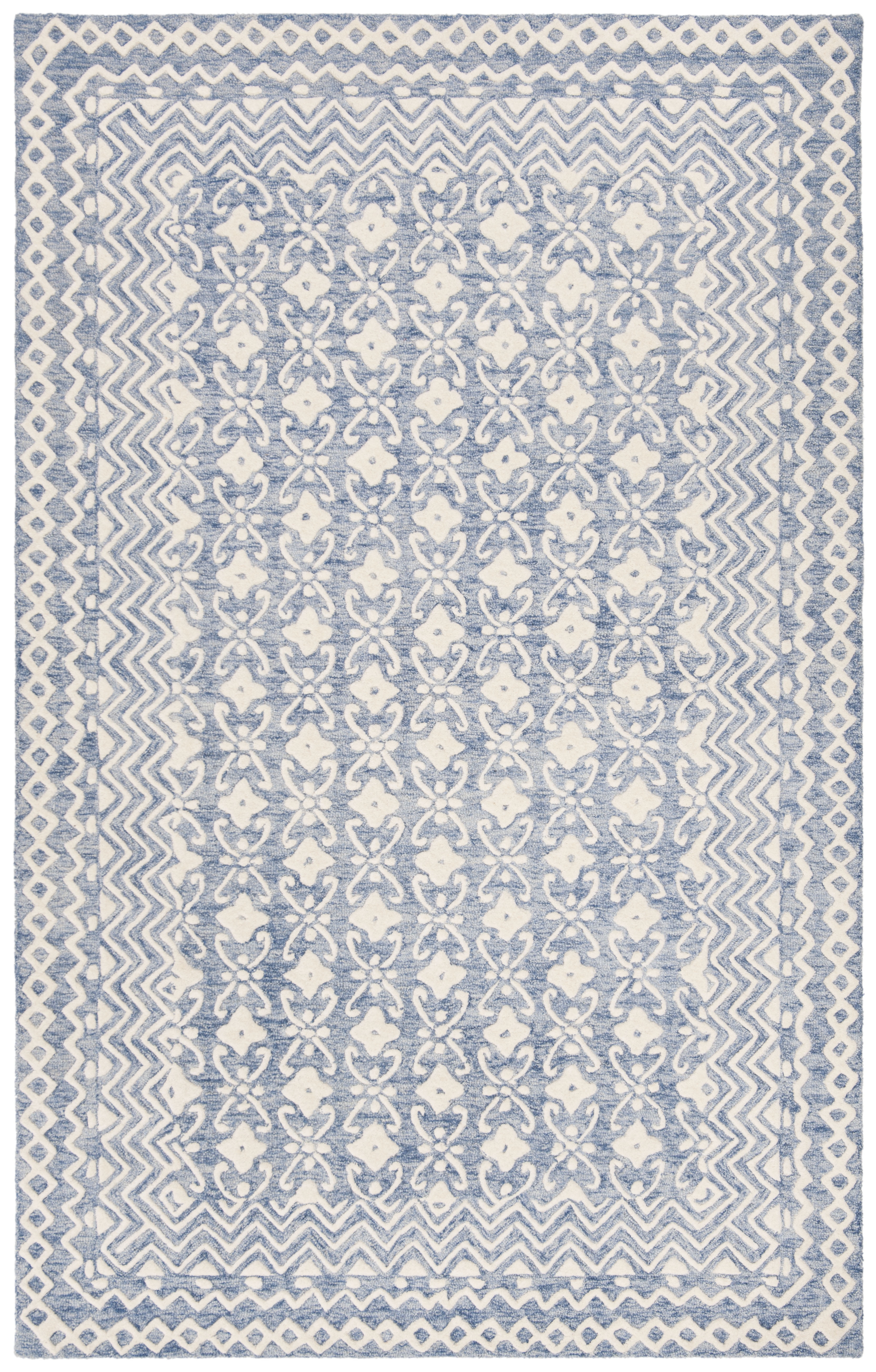 Safavieh Blossom Azura Geometric Wool Area Rug, Blue/Ivory, 5' x 8'