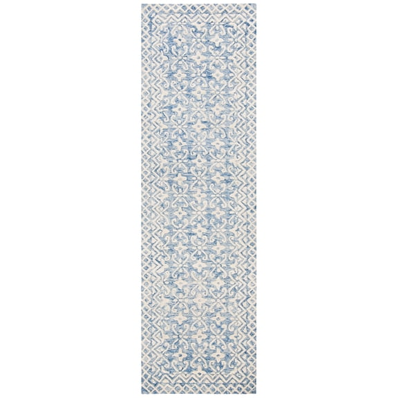 Safavieh Blossom Azura Geometric Wool Runner Rug, Blue/Ivory, 2'3" x 8'