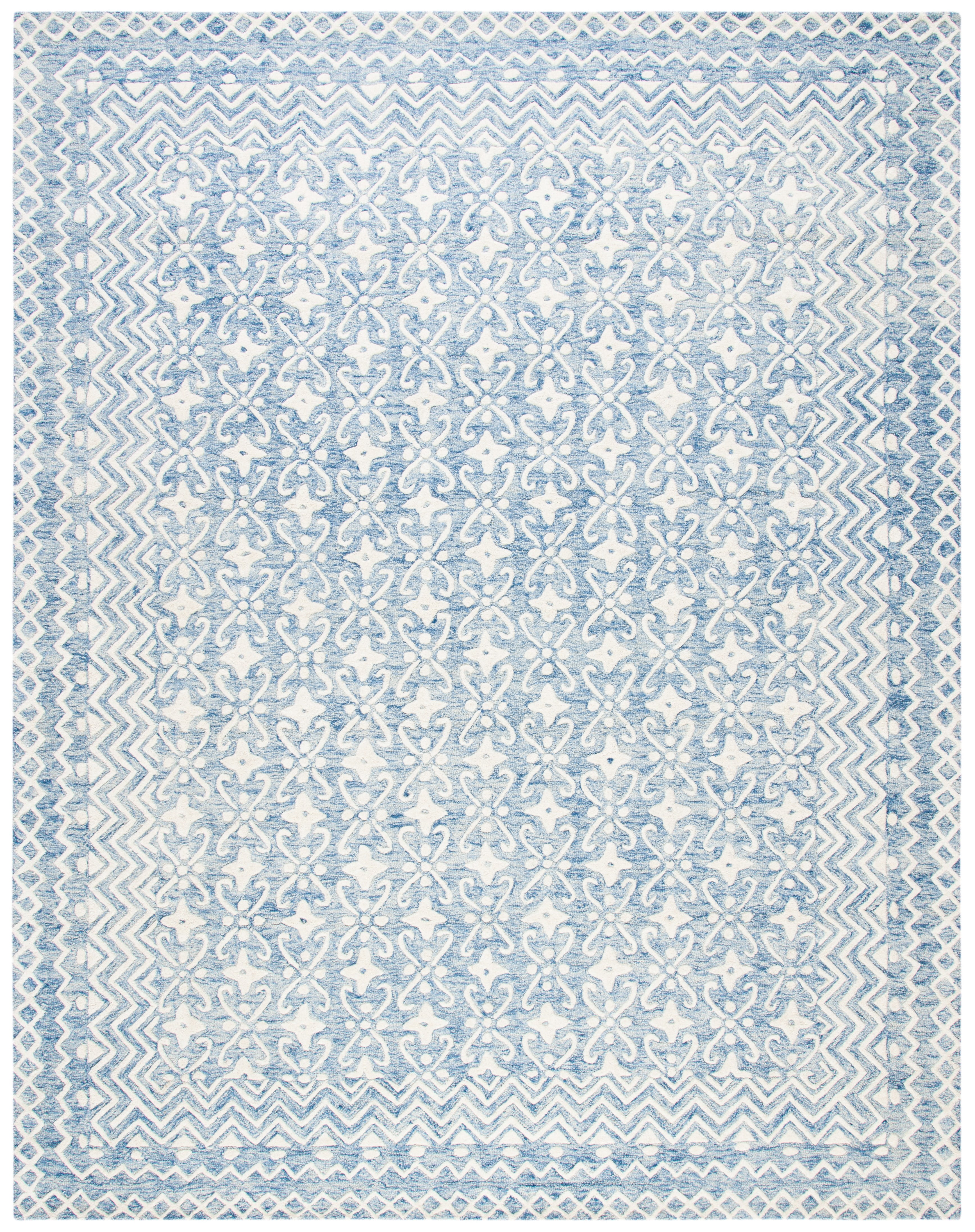 Safavieh Blossom Azura Geometric Wool Area Rug, Blue/Ivory, 8' x 10'