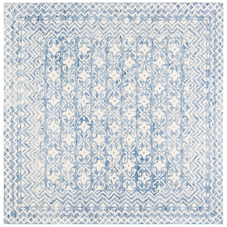 Safavieh Blossom Azura Geometric Wool Area Rug, Blue/Ivory, 8' x 8' Square