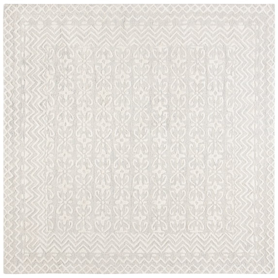 Safavieh Blossom Azura Geometric Wool Area Rug, Gray/Ivory, 4' x 4' Square