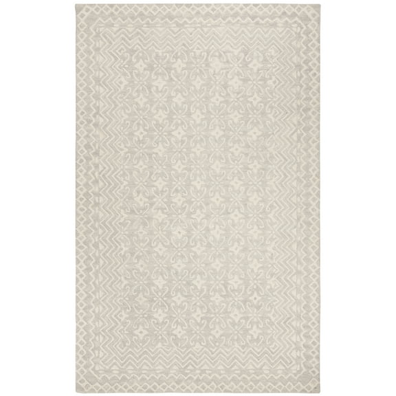 SAFAVIEH Blossom Azura Geometric Wool Area Rug, Grey/Ivory, 4' x 6'
