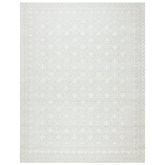 SAFAVIEH Blossom Azura Geometric Wool Area Rug, Grey/Ivory, 6' x 9'