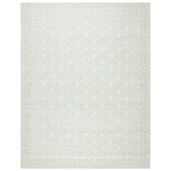 SAFAVIEH Blossom Azura Geometric Wool Area Rug, Grey/Ivory, 9' x 12'