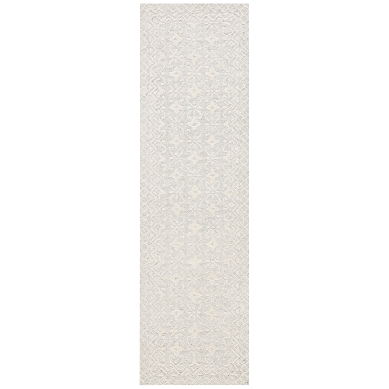 SAFAVIEH Blossom Azura Geometric Wool Runner Rug, Grey/Ivory, 2'3" x 12 ...