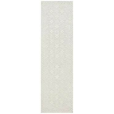 SAFAVIEH Blossom Azura Geometric Wool Runner Rug, Grey/Ivory, 2'3" x 6'
