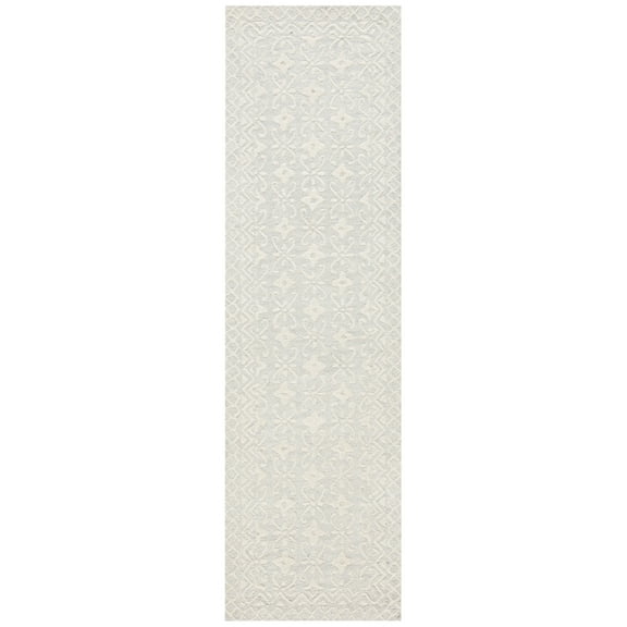 SAFAVIEH Blossom Azura Geometric Wool Runner Rug, Grey/Ivory, 2'3" x 6'
