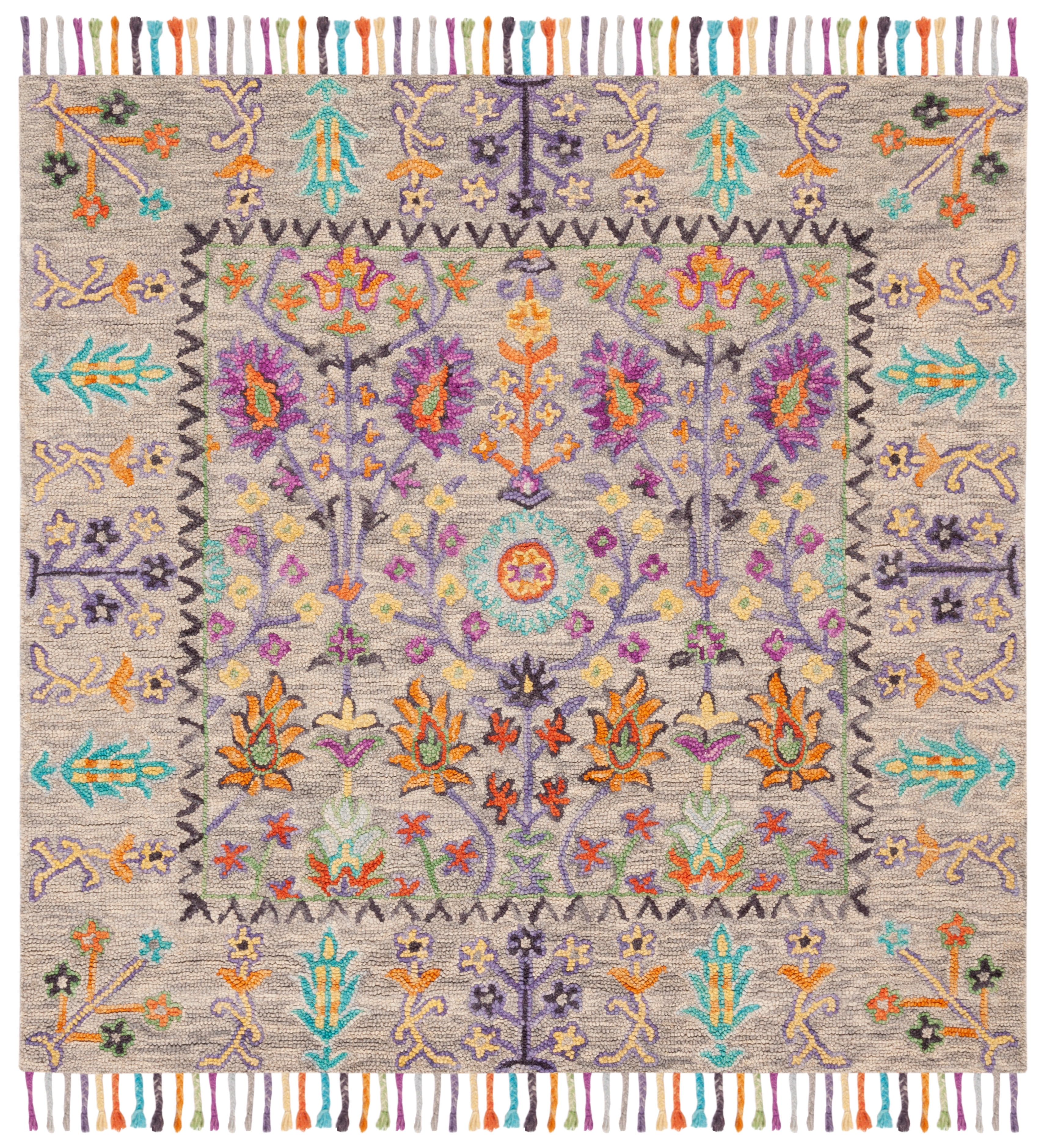 Hand-Tufted Classic Gray Wool 8' Square Area Rug