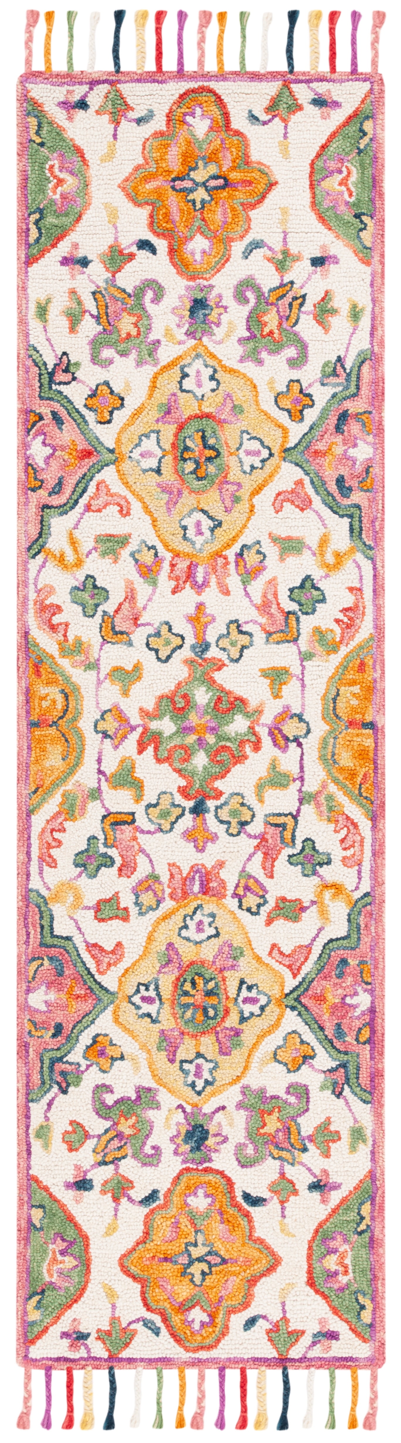 Ivory and Multicolor Hand-Tufted Wool Runner Rug