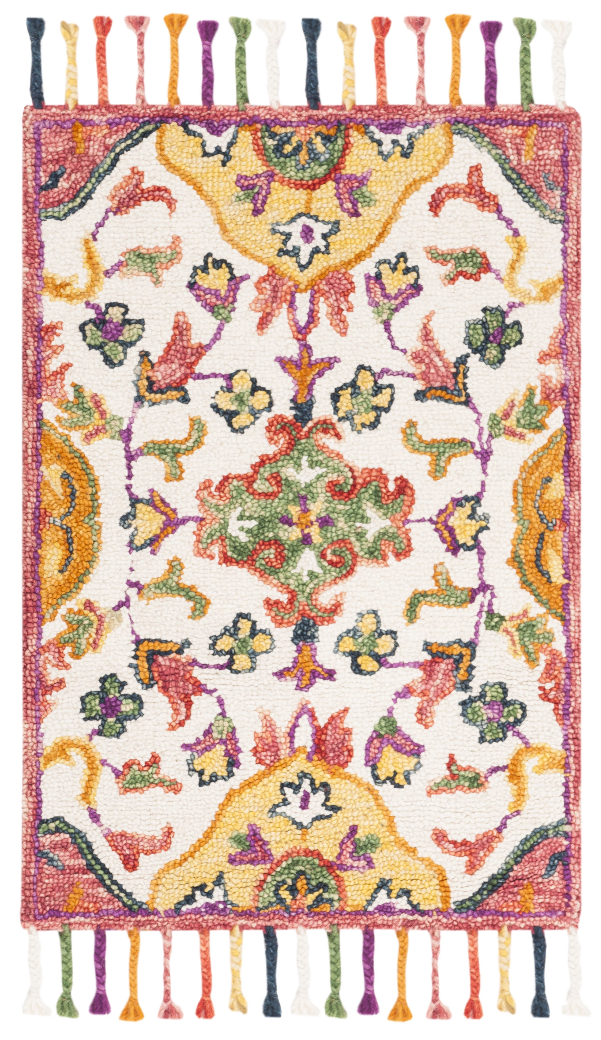 Handmade Ivory Multicolor Wool Tufted Area Rug 2'3" x 4'