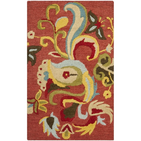 SAFAVIEH Blossom Bairre Floral Wool Area Rug, Rust/Multi, 2'6" x 4'