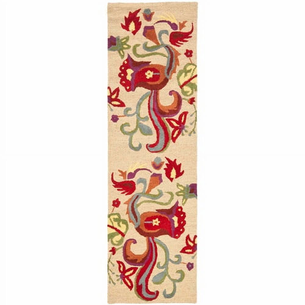 SAFAVIEH Blossom Bairre Floral Flame Wool Runner Rug, Beige/Multi, 2'3