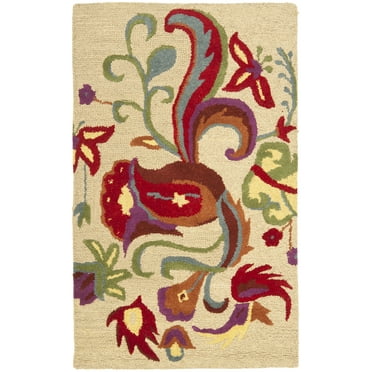 SAFAVIEH Blossom Bairre Floral Wool Area Rug, Beige/Multi, 2'6" x 4'