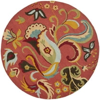 SAFAVIEH Blossom Bairre Floral Wool Area Rug, Rust/Multi, 4' x 4' Round