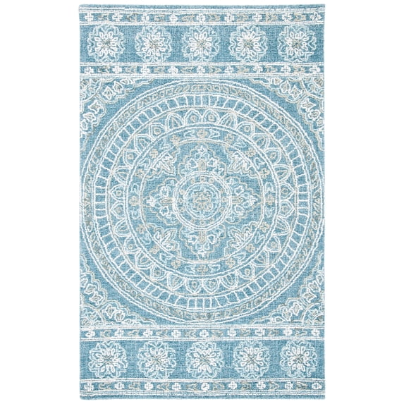 SAFAVIEH Blossom Bernadine Damask Area Rug, Blue/Ivory, 8' x 10'