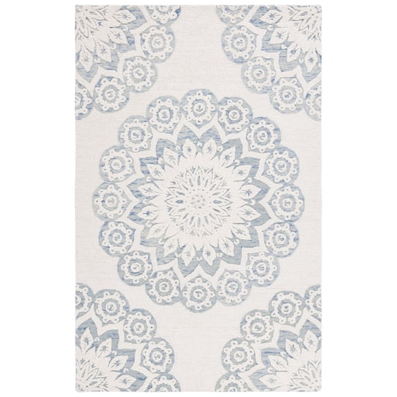 SAFAVIEH Blossom Brody Medallion Area Rug, Ivory/Blue, 4' x 6'