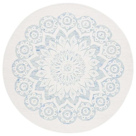SAFAVIEH Blossom Brody Medallion Area Rug, Ivory/Blue, 6' x 6' Round