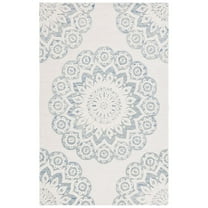 SAFAVIEH Blossom Brody Medallion Area Rug, Ivory/Blue, 6' x 6' Square