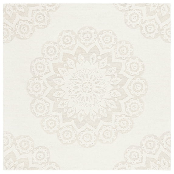 SAFAVIEH Blossom Brody Medallion Area Rug, Ivory/Grey, 6' x 6' Square