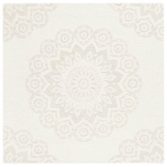 SAFAVIEH Blossom Brody Medallion Area Rug, Ivory/Grey, 6' x 6' Square