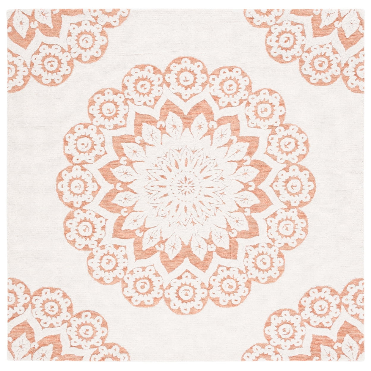 SAFAVIEH Blossom Brody Medallion Area Rug, Ivory/Pink, 6' x 6' Square