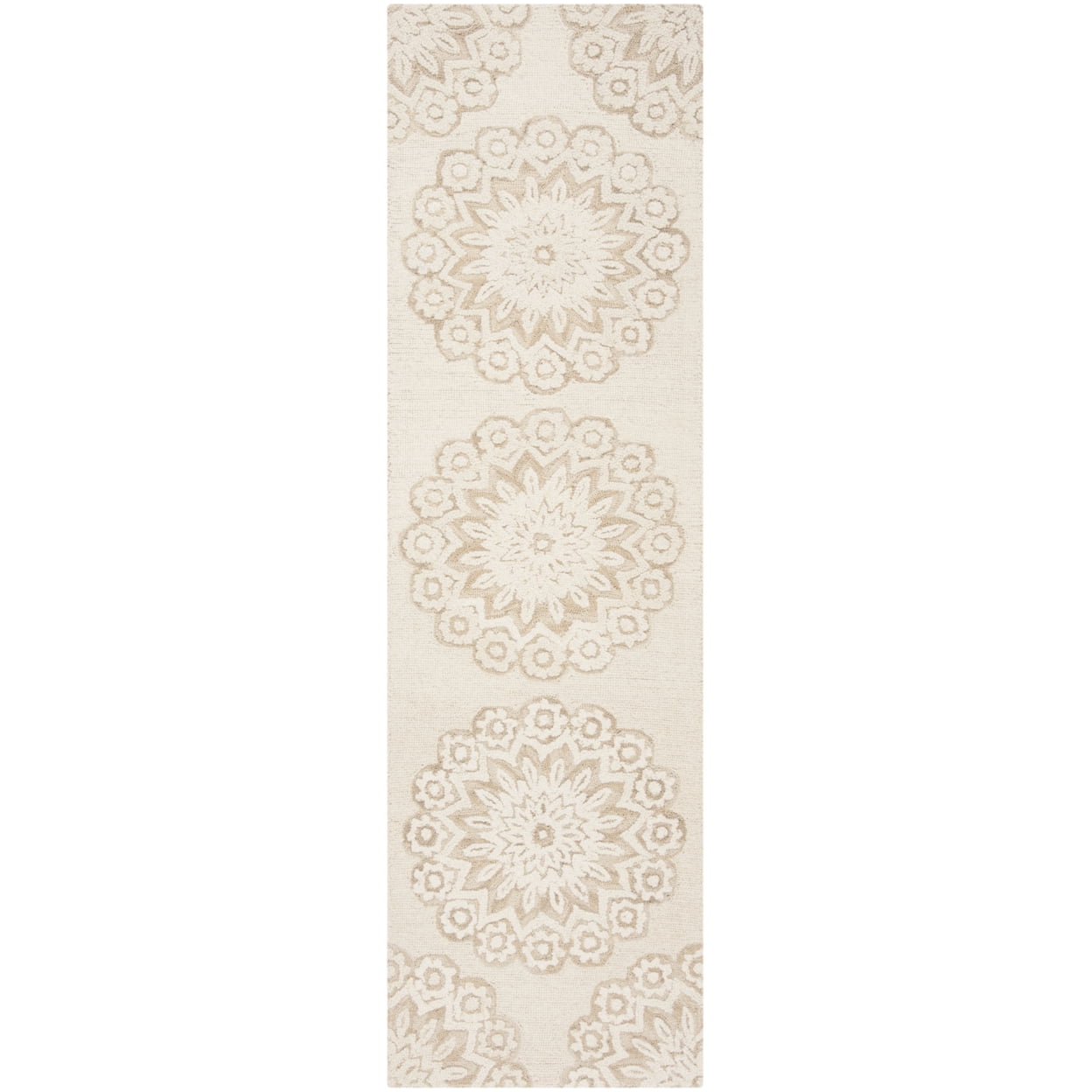 Ivory Elegance 27" Handmade Wool Tufted Runner Rug