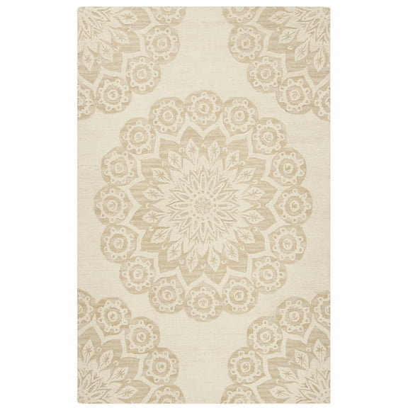 SAFAVIEH Blossom Brody Medallion Wool Area Rug, Ivory/Beige, 5' x 8'