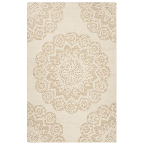 SAFAVIEH Blossom Brody Medallion Wool Area Rug, Ivory/Beige, 5' x 8'