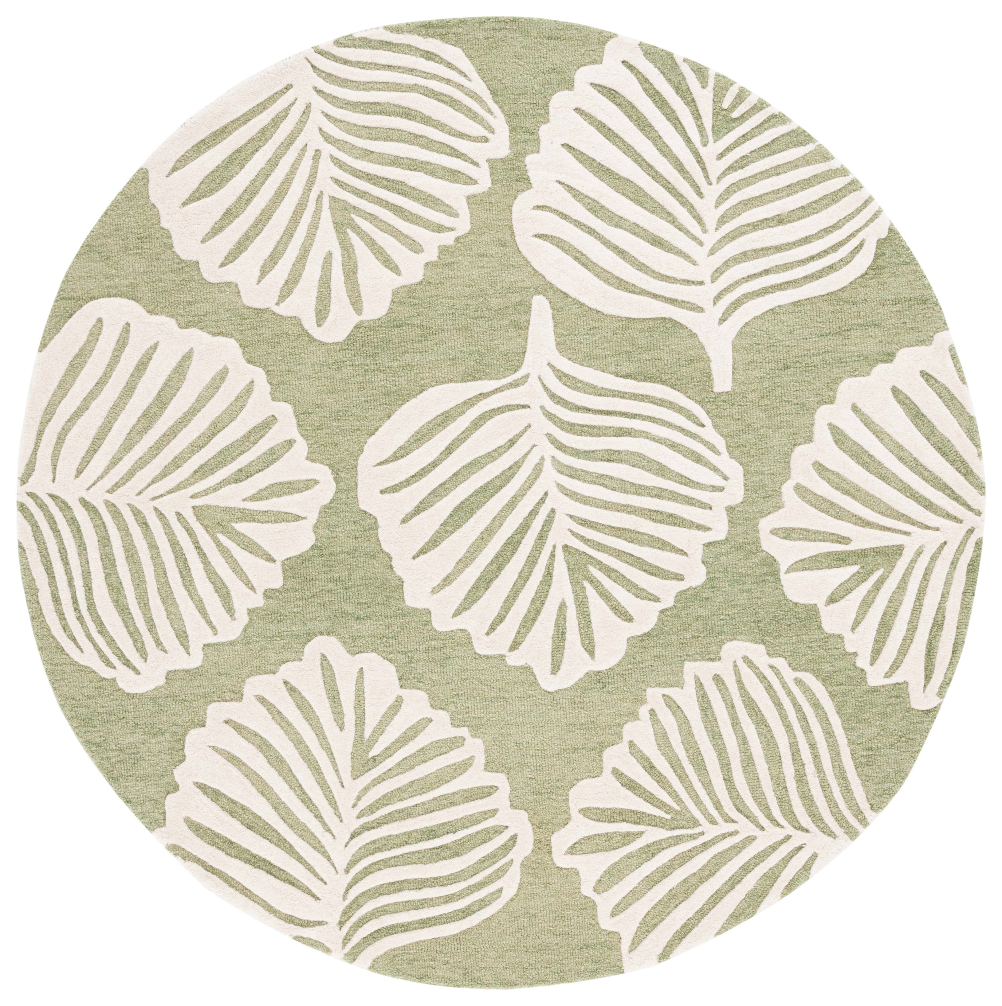 SAFAVIEH Blossom Brynn Floral Area Rug, Ivory/Green, 6' x 6' Round