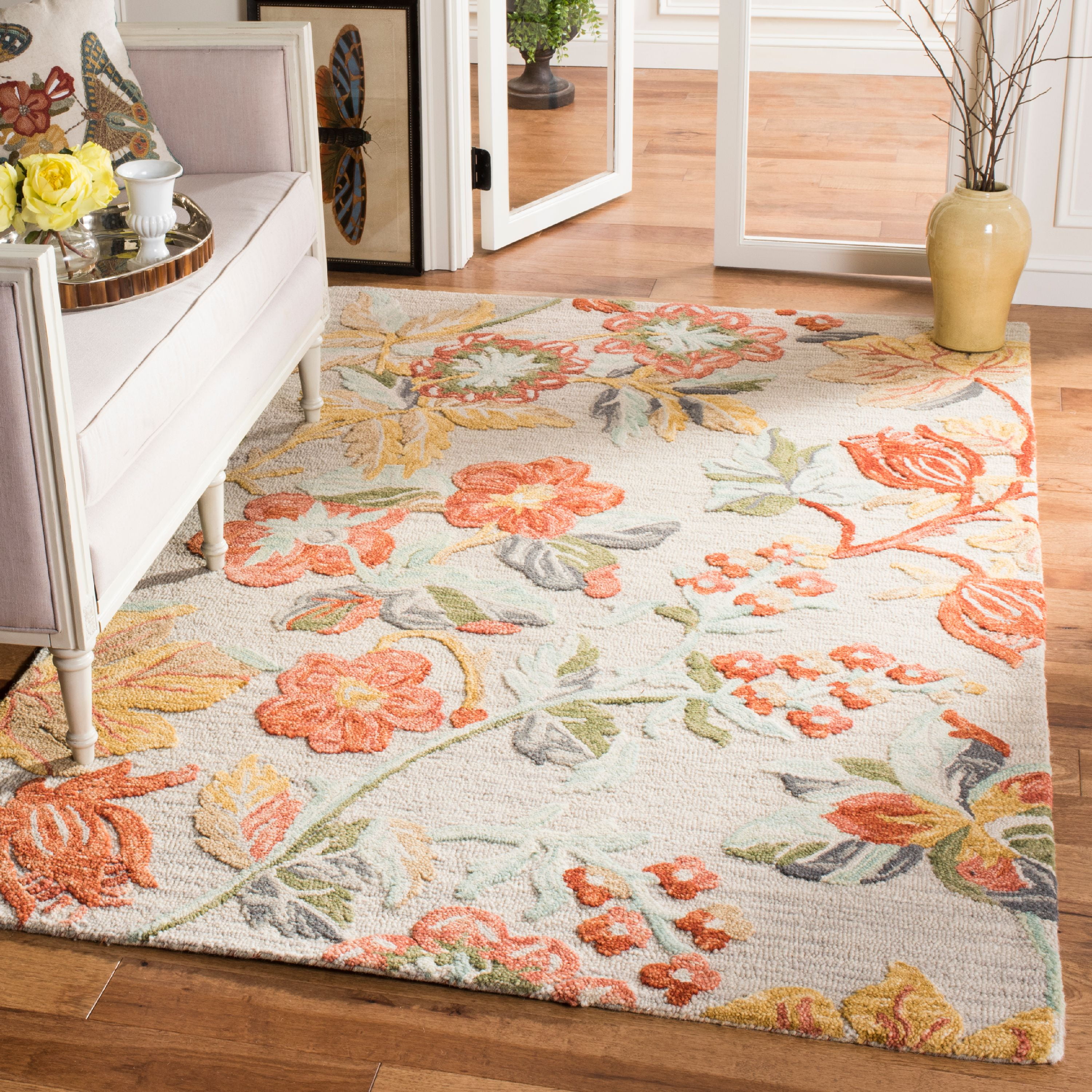 Handmade Gray Wool Tufted Rectangular Area Rug 6' x 9'