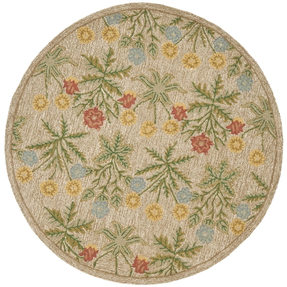 SAFAVIEH Blossom Caiside Floral Wool Area Rug, Beige/Multi, 6' x 6' Round