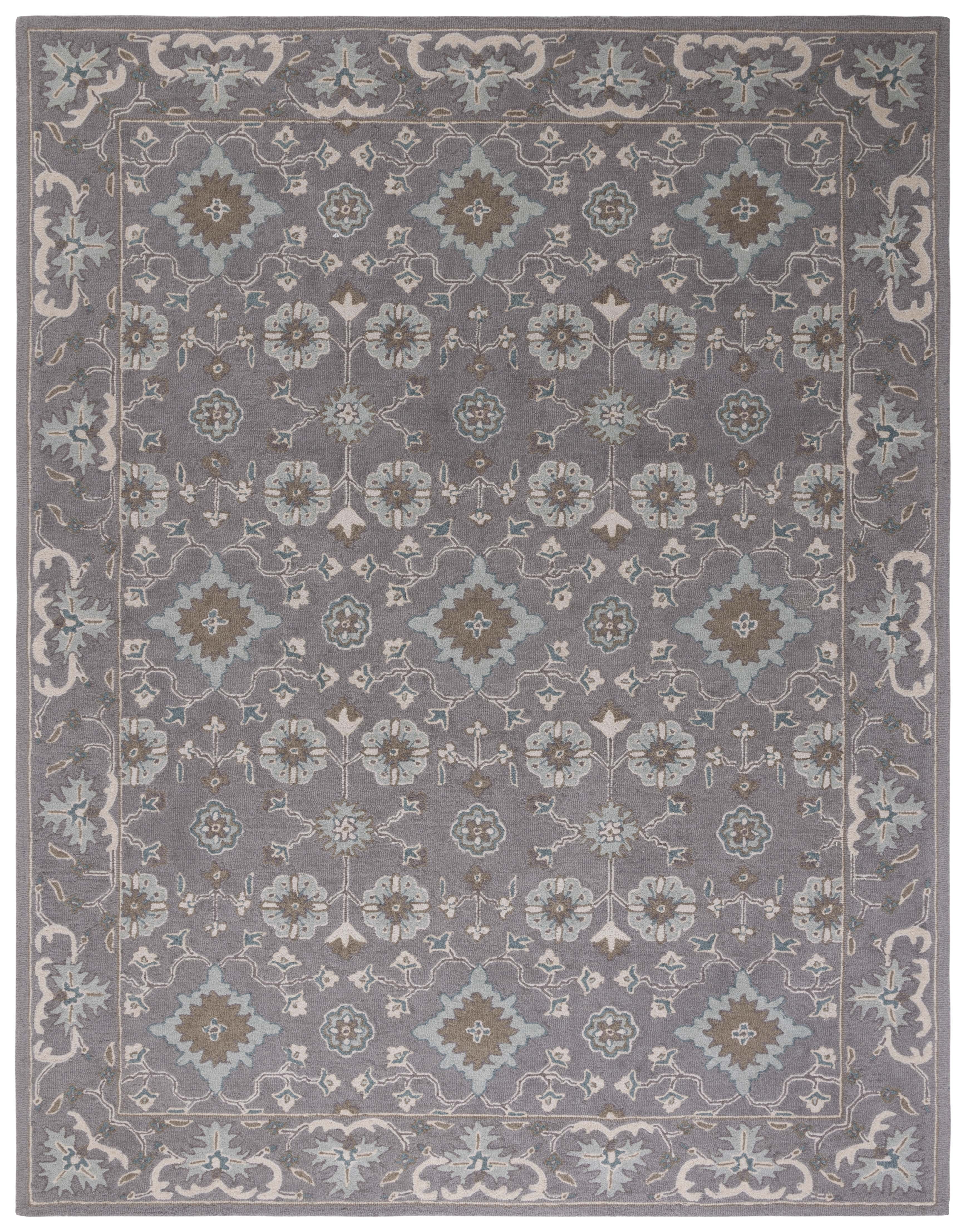 Gray Floral Hand-Tufted Wool 8' x 10' Area Rug