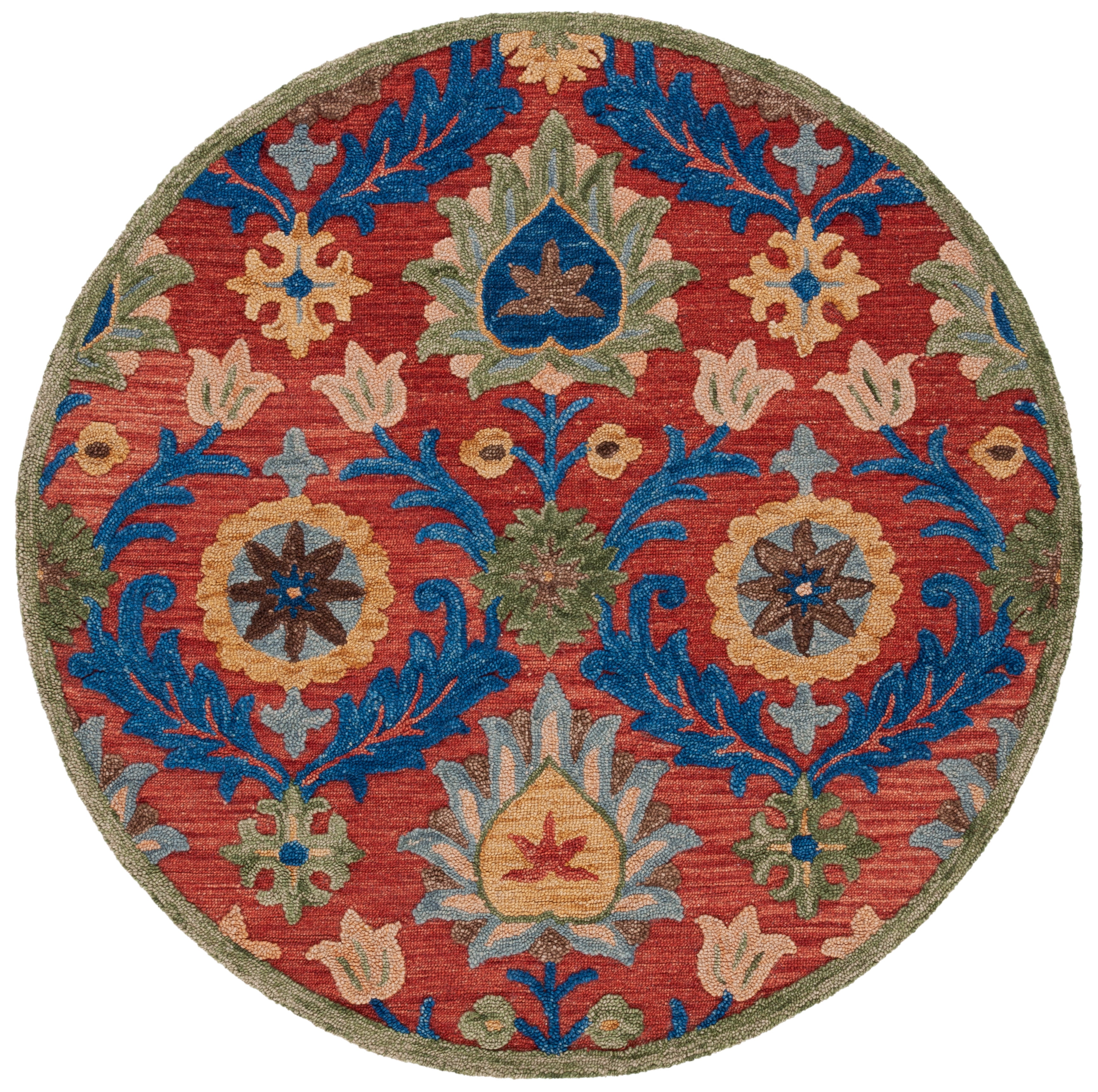 SAFAVIEH Blossom Cantor Floral Area Rug, Red/Blue, 6' x 6' Round