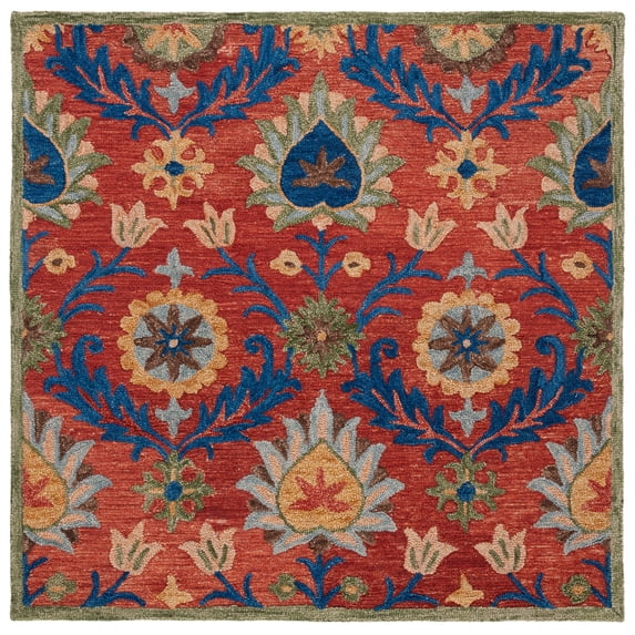 SAFAVIEH Blossom Cantor Floral Area Rug, Red/Blue, 6' x 6' Square
